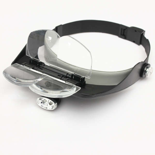 4 Lens Headband LED Head Light Magnifier Magnifying Glass Loupe