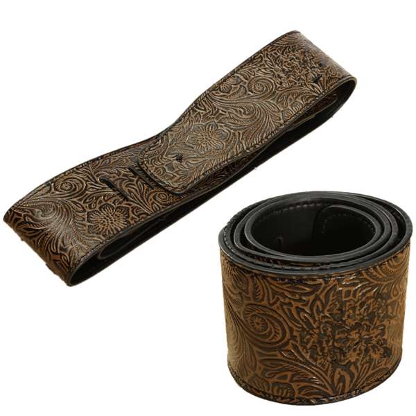 PU Leather Embossed Adjustable Guitar Strap For Acoustic Electric Bass