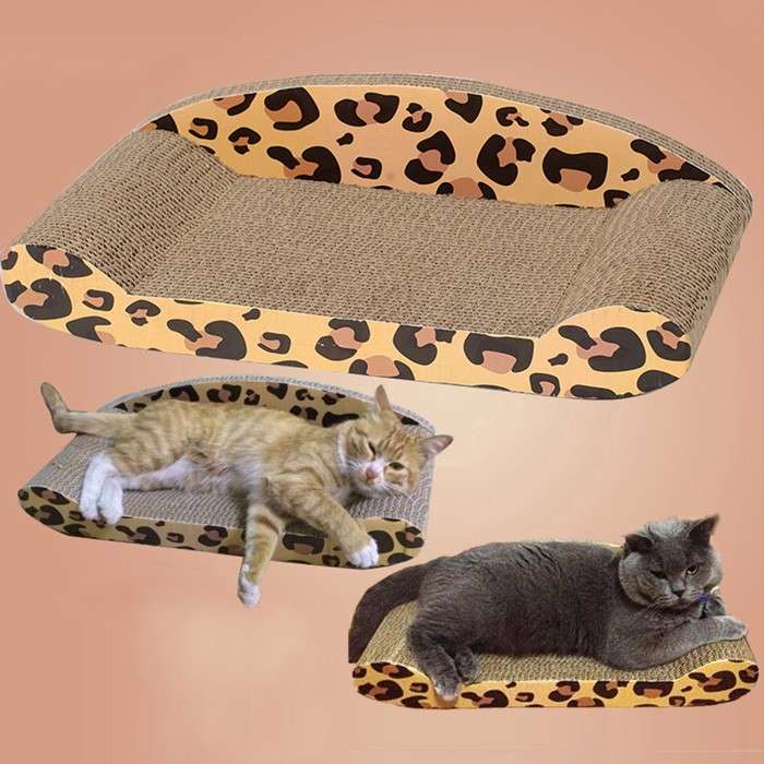 Pet Cat Leopard Corrugated Scratching Board Sofa Bed