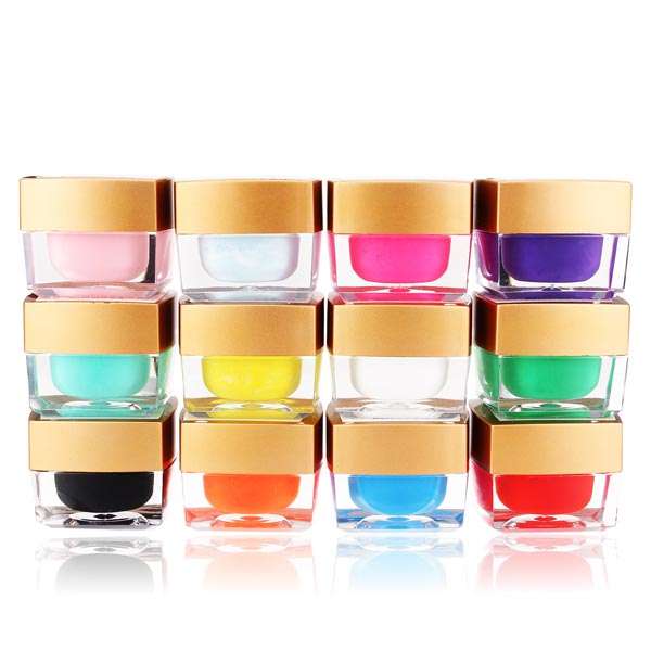 12 Pots Color 3D Nail Art Crystal Glaze Solid UV Gel Builder 8ml