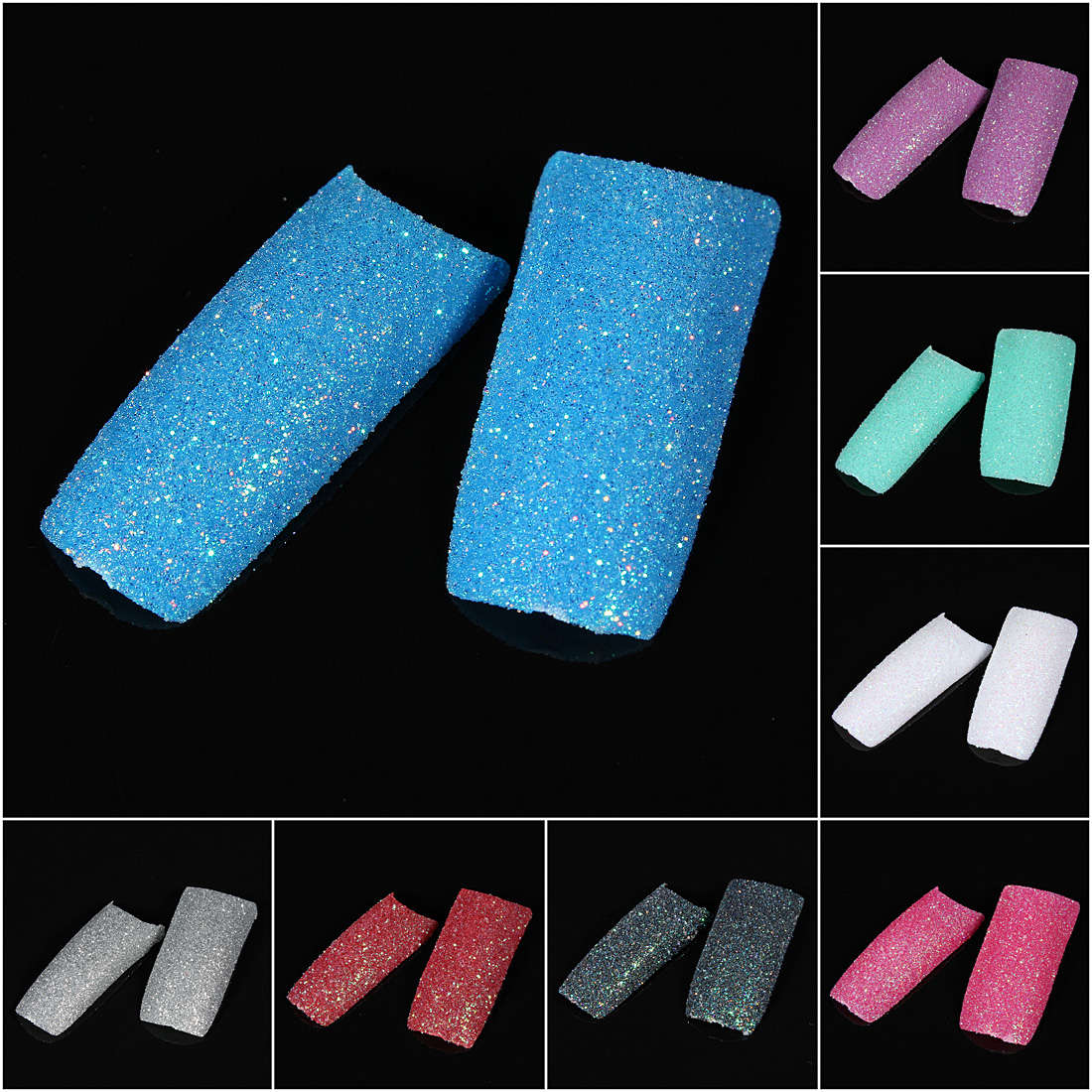 100pcs Stunning Glitter Slice False French Acrylic Nail Tips