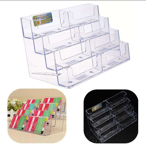 8 Pocket Desktop Office Acrylic Business Card Holder Stand Display
