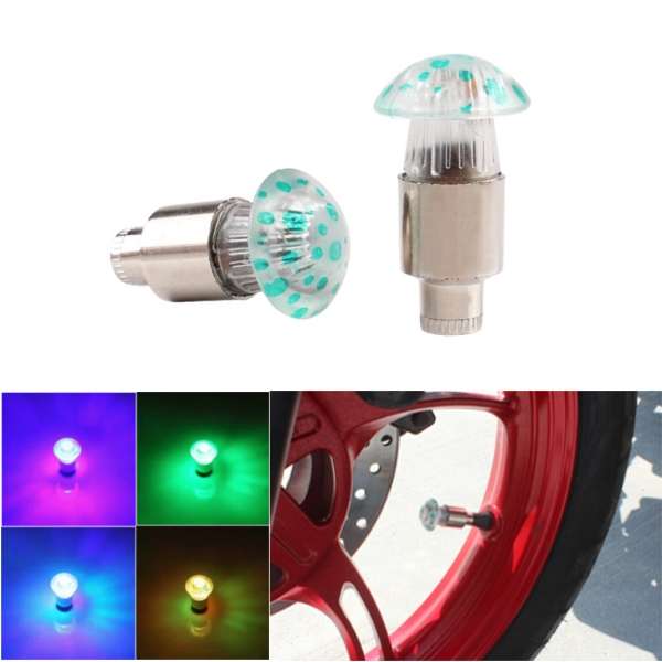 Car Motorcycle Bike Wheel Tyre Valve Cap LED Flash Light Colorful