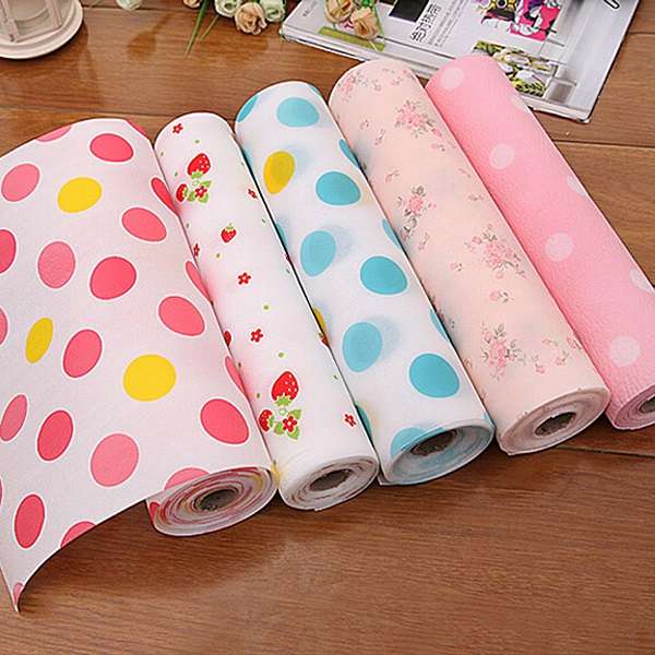Contact Paper Color Dot Drawer Liner Mat Kitchen Placemat Shelf Desk Cabinet Pa