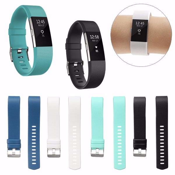 Replacement Silicone Wristband Strap Clasp Buckle Bracelet For Fitbit Charge 2