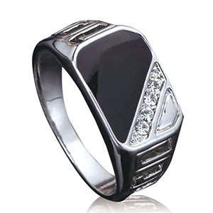 Men Ring Crystal Rhinestone Rectangle Finger Ring