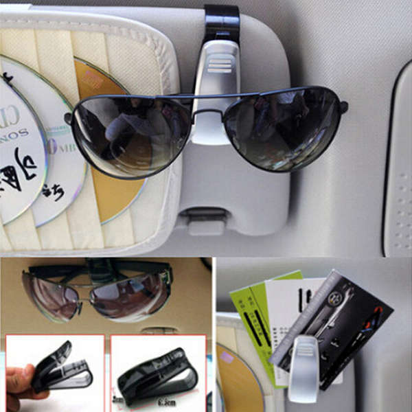 Car ABS Visor Sunglass Eye Glass Glasses Card Holder Clip