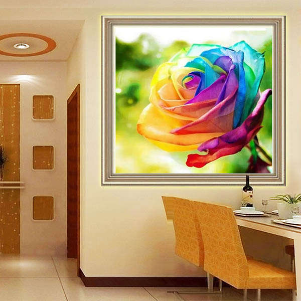 30x30cm 5D Colorful Rose DIY Diamond Painting Rhinestone Cross-stitch Kits