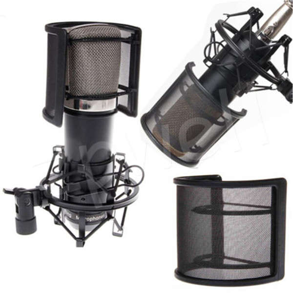 Dual Layer Microphone Windscreen Pop Filter Mask Shield