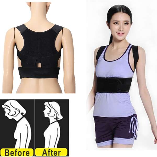 Back Support Belt Lumbar Shoulder Posture Spine Correction Straighten Brace