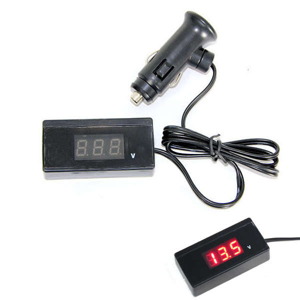 12V 24V Mini Red LED Digital Display Voltmeter Vehicle Voltage Meter Tester Wit