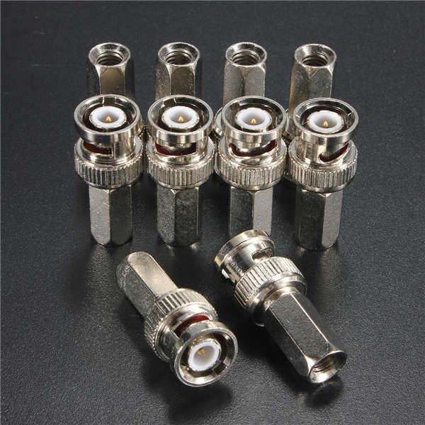 10pcs Copper BNC Male Plug RG59 Connector TV Aerial Coaxal Cable Adapter