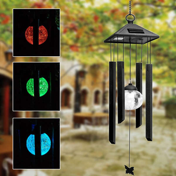 Solar Power Wind Chime Colorful LED Light Garden Courtyard Balcony Decoration L