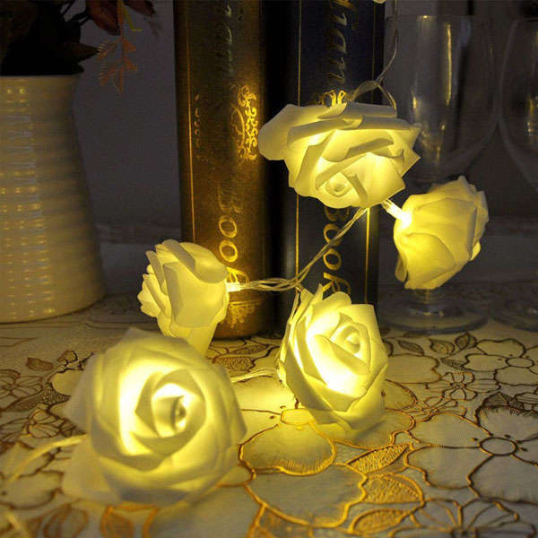 10 Lights Rose Flower String LED Fairy Lights Wedding Lighting Decor