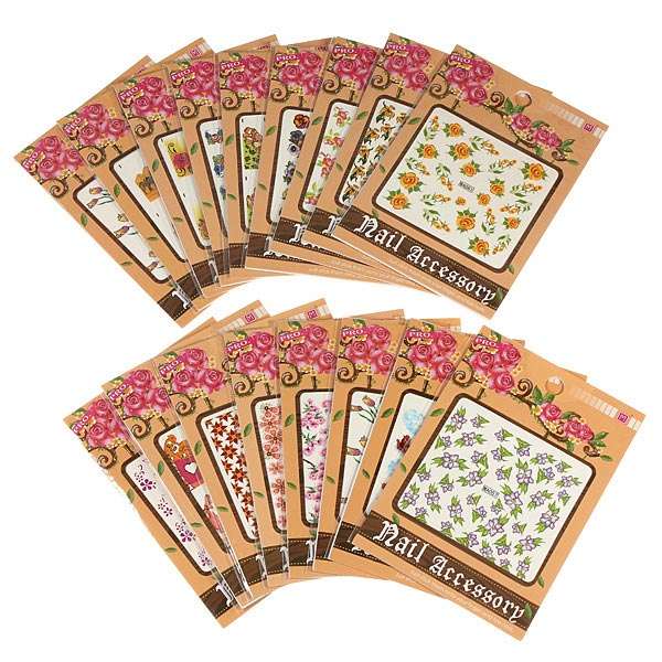 10 Sheets Nail Art Sticker Acrylic Wraps Decoration Tips Decals