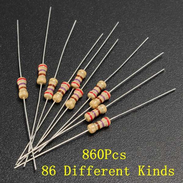 860Pcs 1/4 Watt Resistor 86 Kinds Of Different Resistance E-12 Series Assortmen