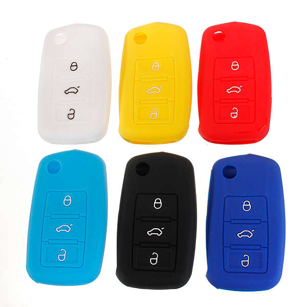 Silicone Remote Key Case Shell Flip FOB For VW Golf Mk6 Jetta Polo