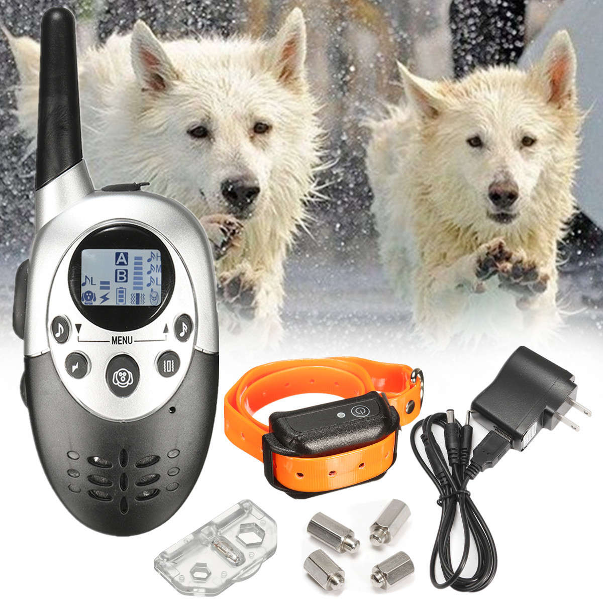 Rechargeable Waterproof 1000 Yard LCD Shock Vibra Remote Control Pet Dog Traini