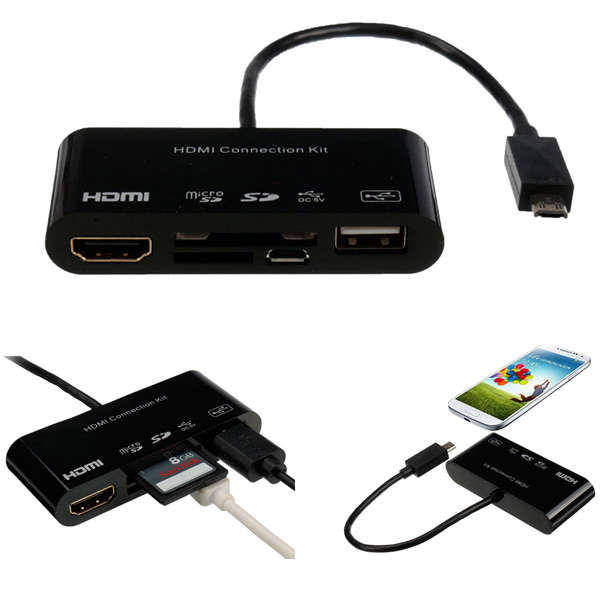 5in1 MHL HDMI HDTV Adapter USB OTG Card Reader For Tablet Cellphone