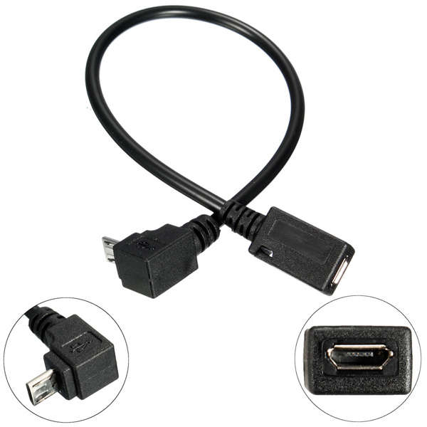 Down Direction 90 Degree Angle Micro USB 5 Pin Male To Female Extension Cable