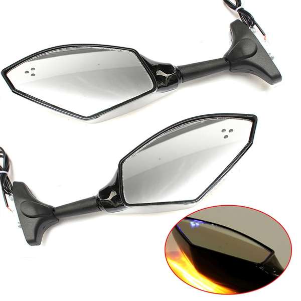 Rearview Mirrors With LED Turn Signal For Yamaha Honda Kawasaki Suzuki