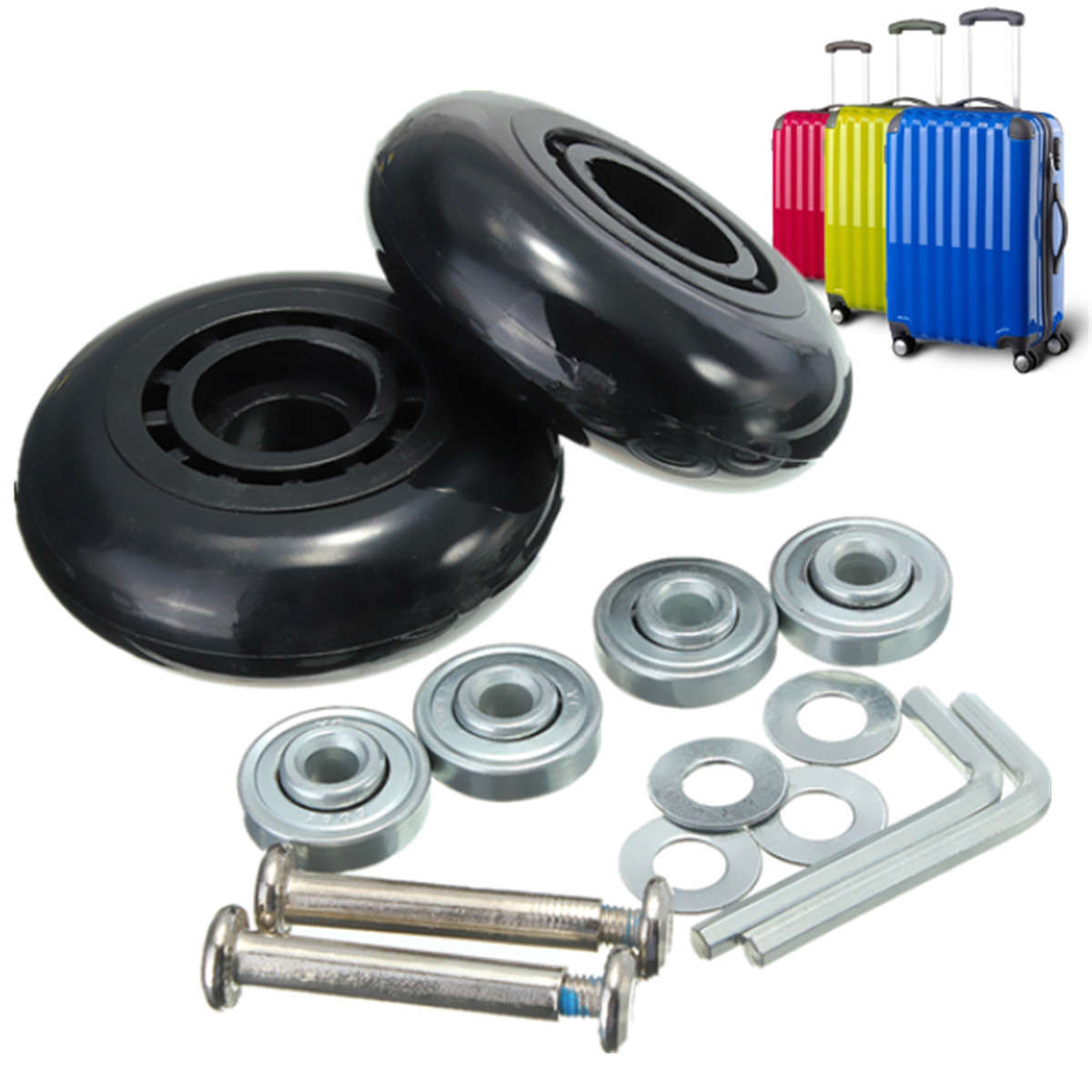 2pcs Luggage Suitcase Replacement Wheels Axles Deluxe Repair OD 68mm