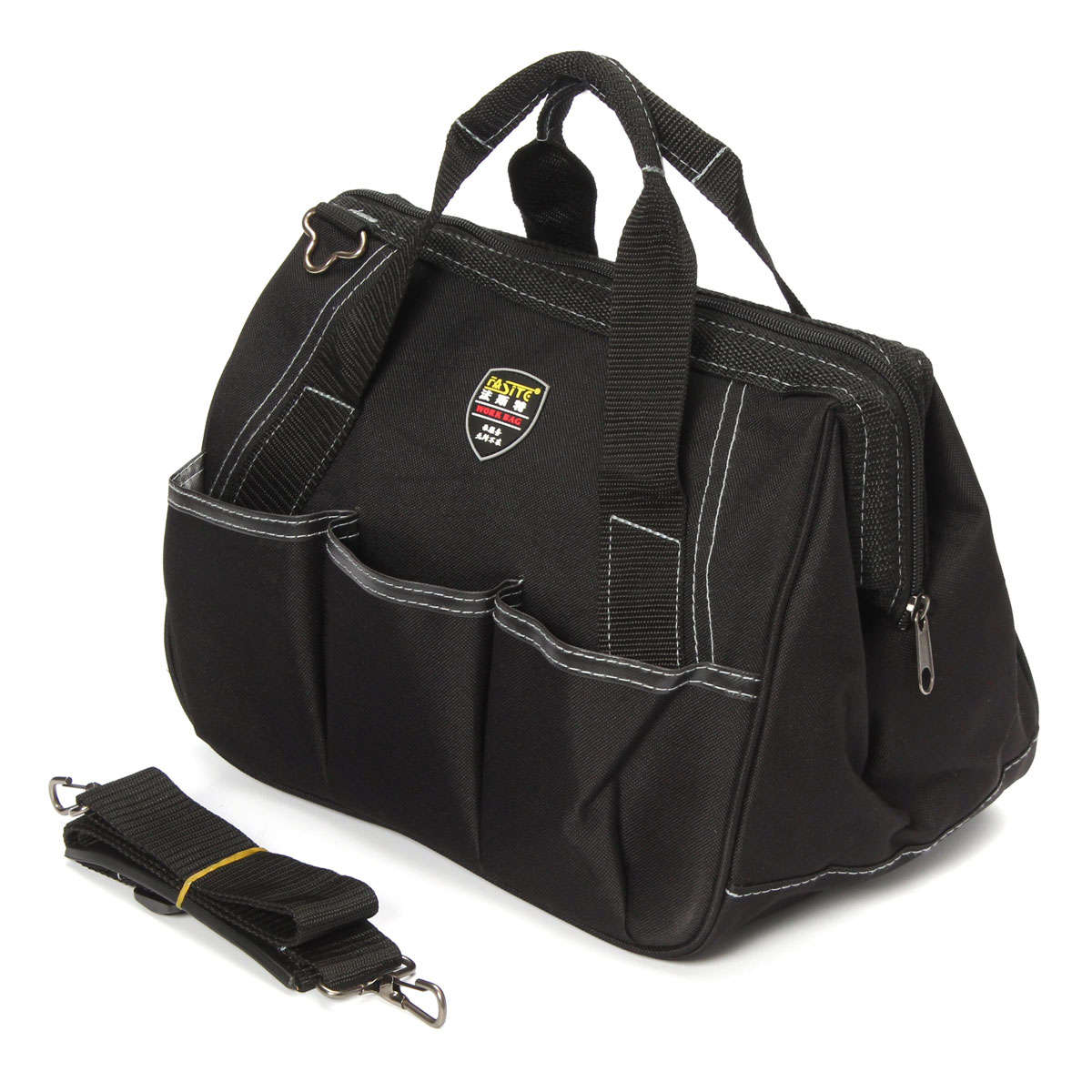 Black Portable Electrician Tool Storage Bag Multi-Pocket Belt Pouch Tote Case