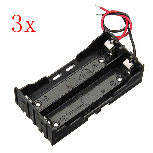 DIY 2 Slot Series 18650 Battery Holder With 2 Leads