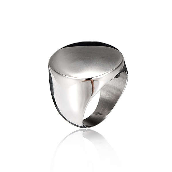 Silver Titanium Steel Round Polished Ring For Men