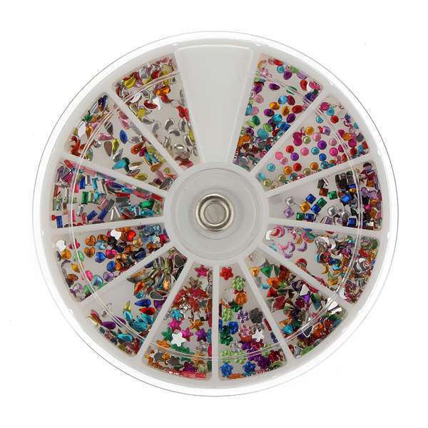 3mm Glitter Rhinestones Nail Art Decoration With Round Wheel