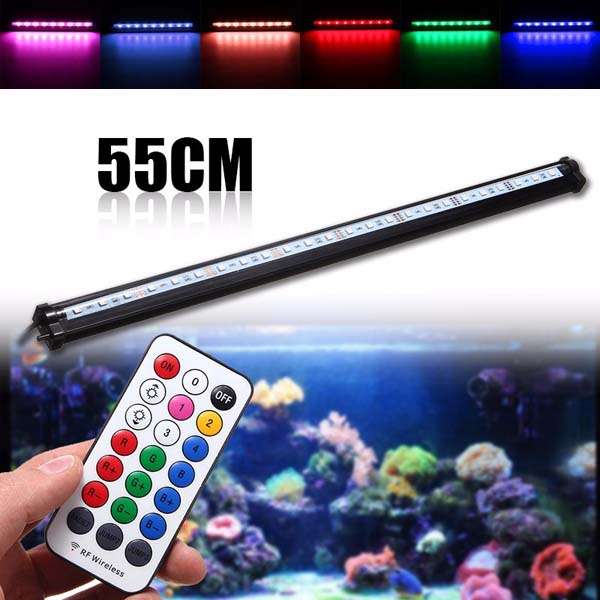 55CM RGB SMD5050 Rigid LED Strip Light Air Bubble Aquarium Fish Tank Lamp + Rem