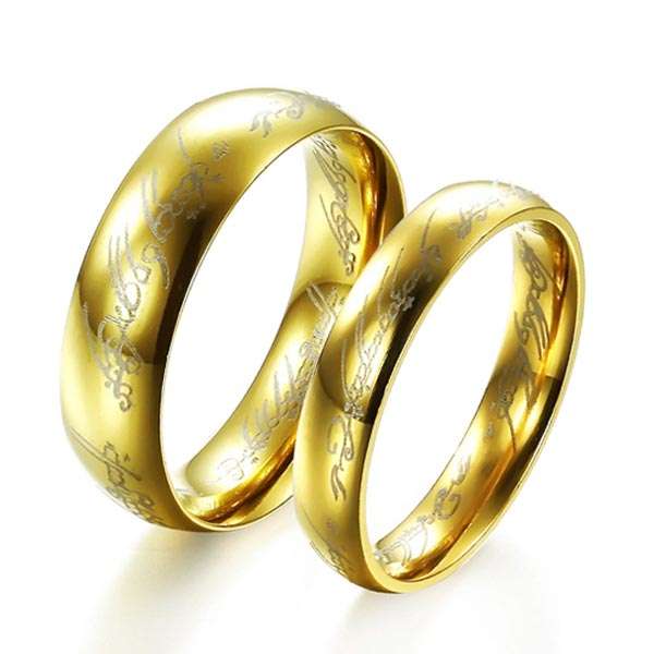 18K Gold Plated Lord of the Rings LOTR Ring Stainless Steel Unisex