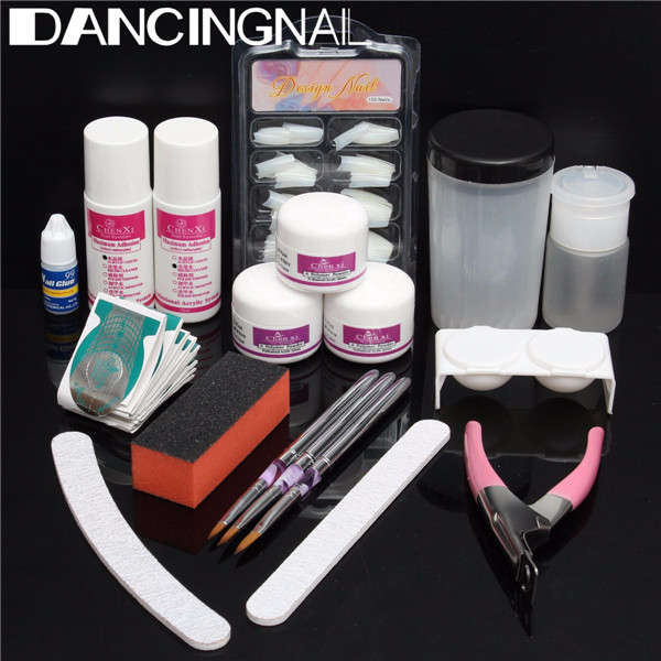 Professional Acrylic Nail Art Manicure kit False Tips Cutter Sanding Nails File