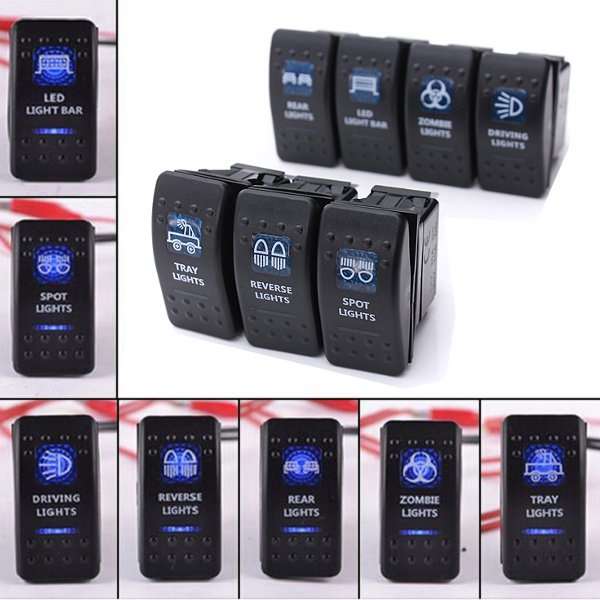 Carling Waterproof LED Indicator Light Rocker SPST ON-OFF Switch