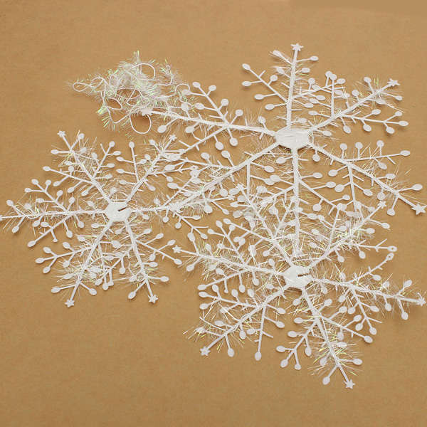 6PCS White Snowflakes Christmas Decorations Garden Hanging Ornaments