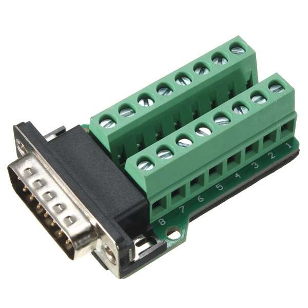 15Pin D-SUB DB15 Male Plug Breakout Board Terminal Connector Block