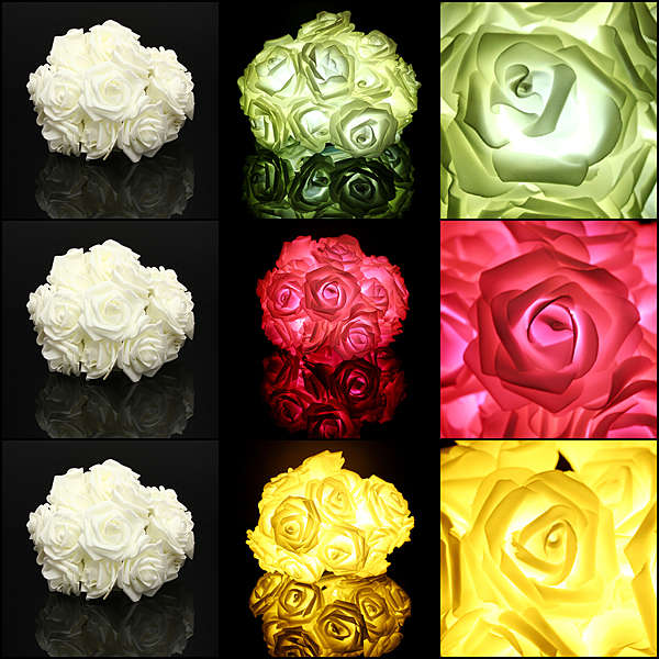 20 LED Rose Flower Lights Lamp Garden Party Decorative Lights