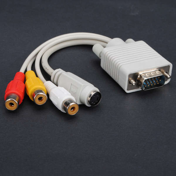 VGA to S-Video 3 RCA Composite AV TV Out Converter Adapter Cable