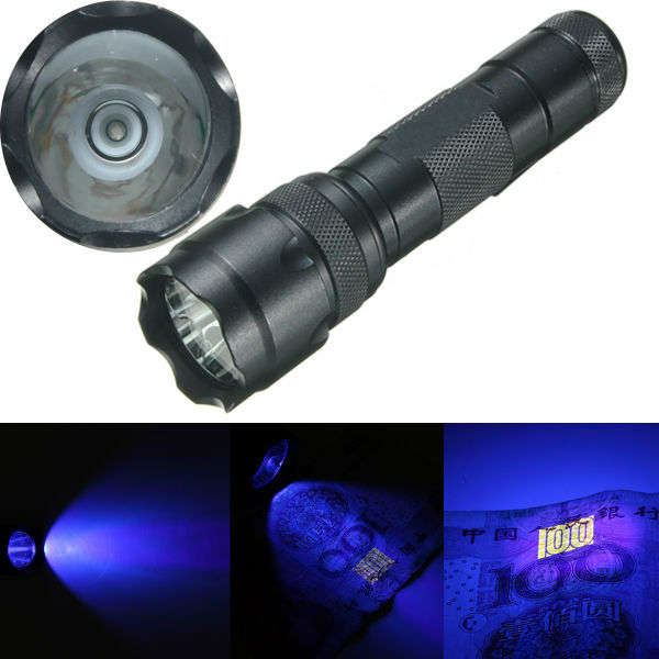 UV WF-502B UV 3 Mode Purple Light LED Flashlight 18650
