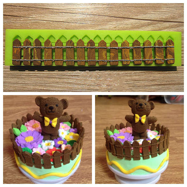Fence Silicone Fondant Mold Cake Decorating Polymer Clay Mould