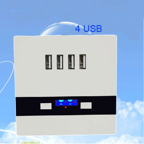 4 USB Charging Wall Socket With LED Luminous Lights Champagne/White