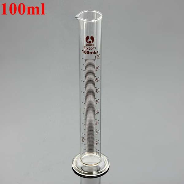 100ml Glass Graduated Measuring Cylinder Tube Round Base And Spout