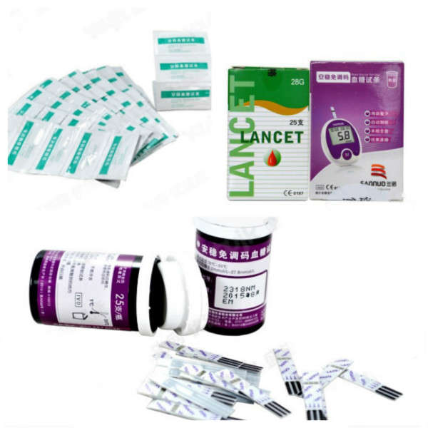 25pcs Blood Taking Needle 25pcs Test Strip For Sannuo Glucometer