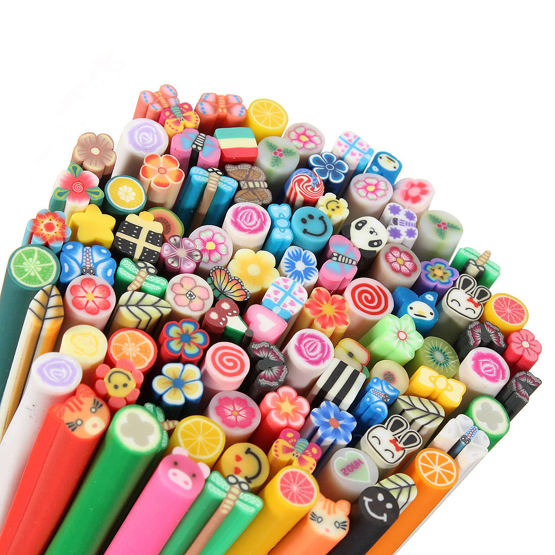 100PCS DIY Nail Art Fimo Canes Rods Sticker Decoration And Blade