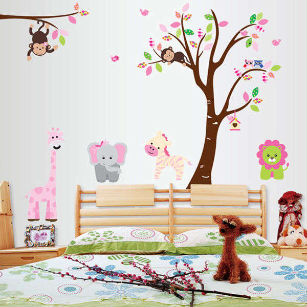 Monkey Lion Tree PVC Wall Sticker Wallpaper ZY216