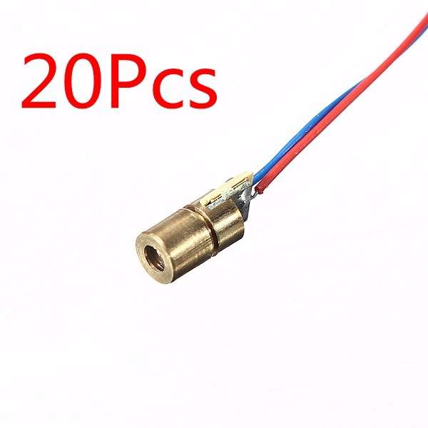 20 Pcs DC 5V 5mW 650nm 6mm Laser Dot Diode Module Red Copper Head Tube