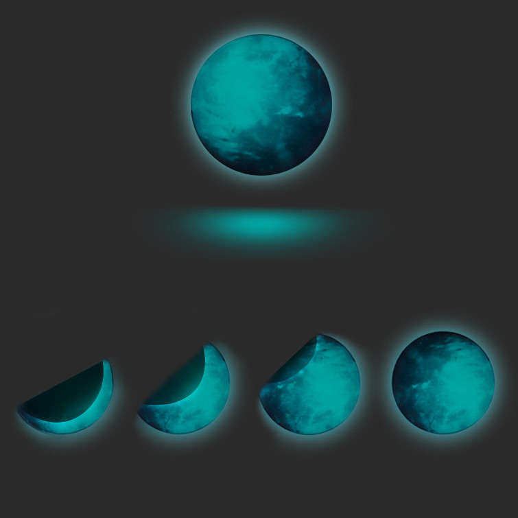 30cm Earth Globe Moon Wall Sticker Removable Glow In The Dark Luminous Stickers