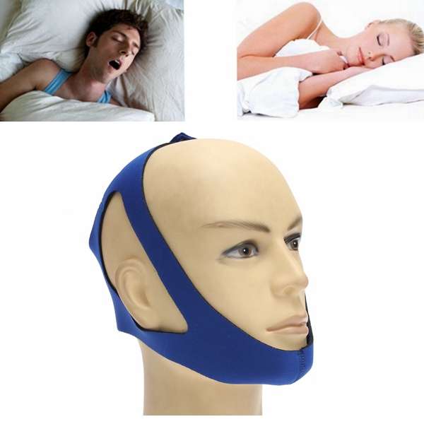 Blue Anti Snoring Chin Strap Snore Stopper Sleep Belt Brace Device