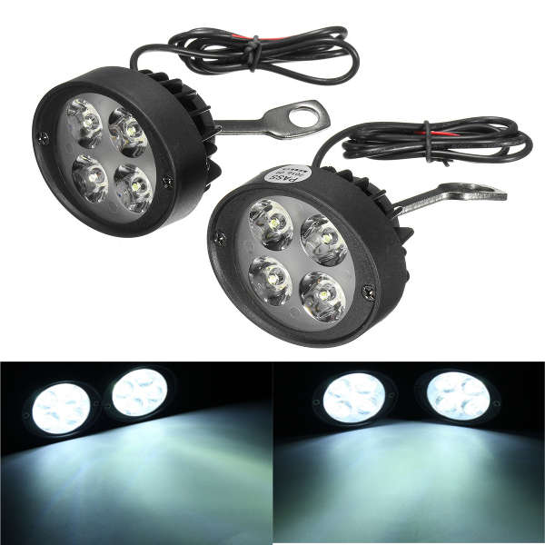 12V Universal Motorcycle LED Rearview Mirror Headlight Motorbike Fog Light