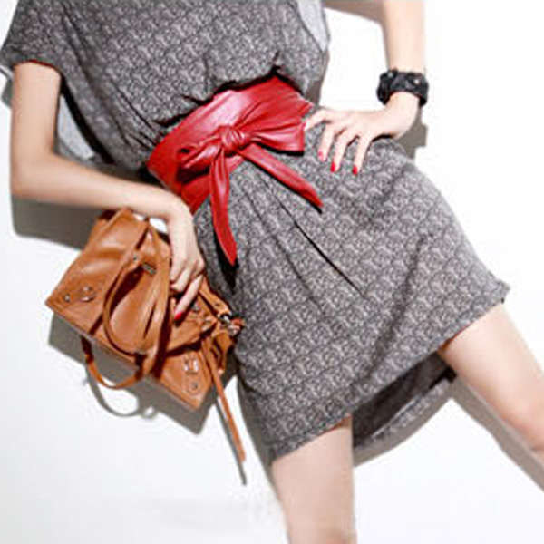 Lady bowknot belt bind wide belt